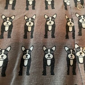Onesie.Kickee pants 12-18 mo. Frenchie dogs.Zipper up front,Back flap.
